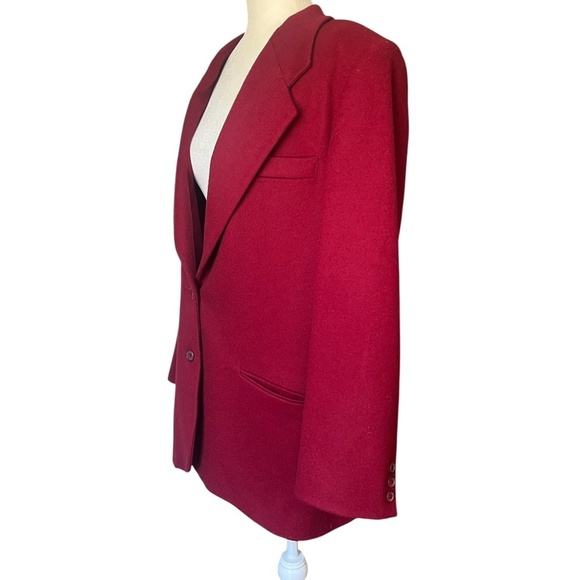 Vintage LL Bean Red Wool & Cashmere Blazer Size 14 - Picture 3 of 5